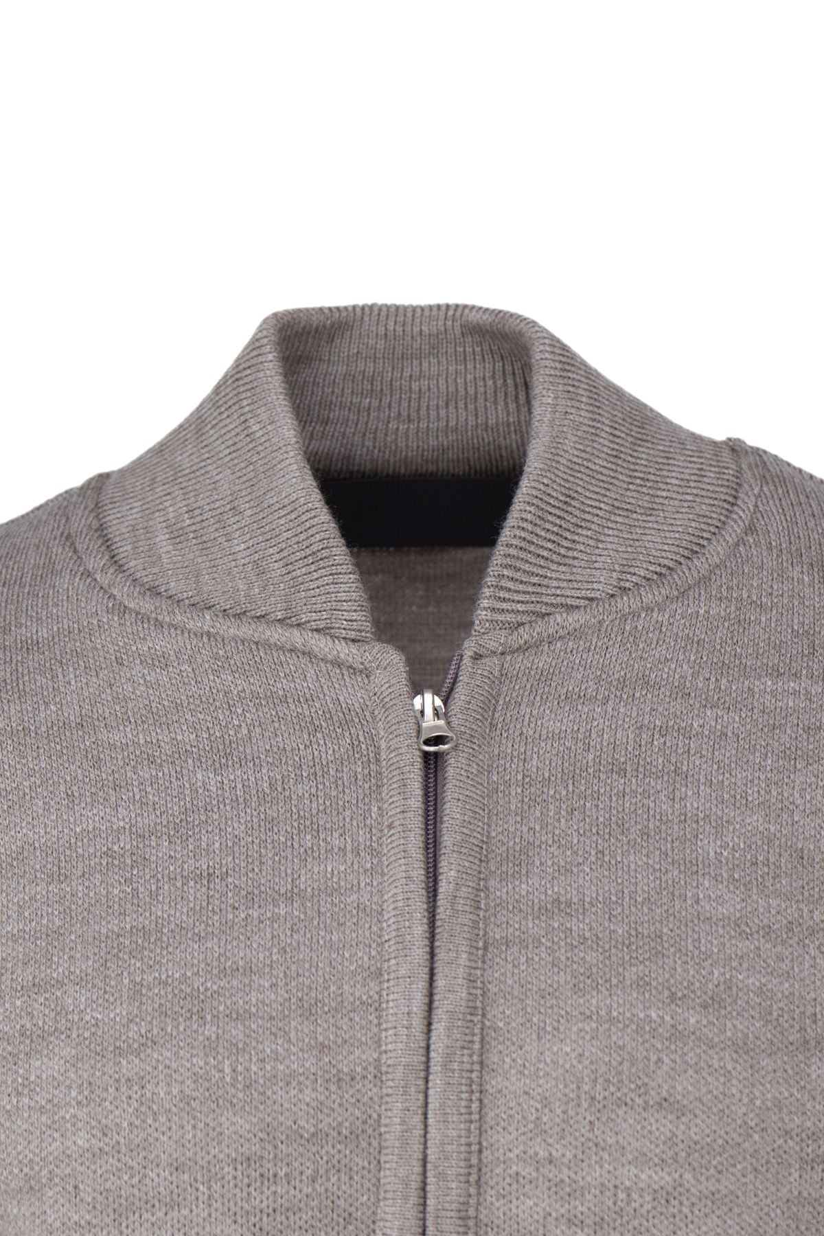 Erkek Kışlık Kalın Pamuklu Örme Triko Hırka Fermuarlı CepliTam Kalıp Hakim Yaka Arma Motifli